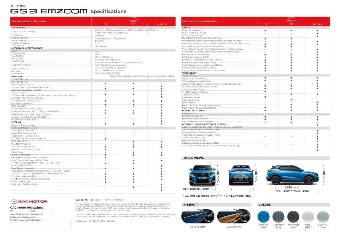 GAC Emzoom GS3 1.5 GL R Style Automatic – Dashcarr Pro